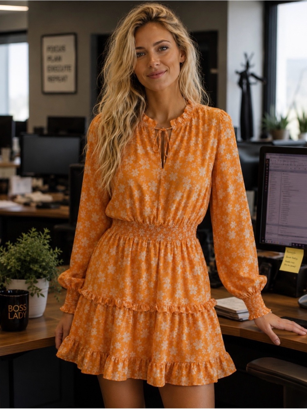 NWT Emma Ruffle Floral Print Mini Dress